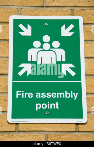 Fire Assembly Point sign, Whittington Hospital, Archway, London, England, UK Stock Photo