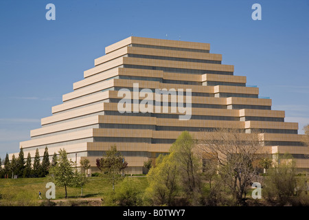 The Ziggurat Building, located in the City of West Sacramento, CA, USA has a distinct pyramid design. Stock Photo