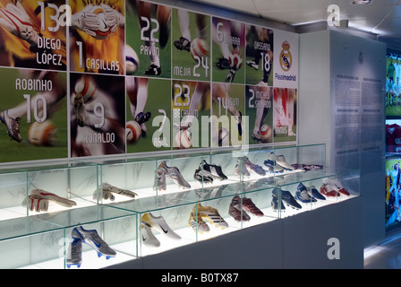 A display in the Real Madrid club museum at the Santiago Bernabeu Stadium. Stock Photo