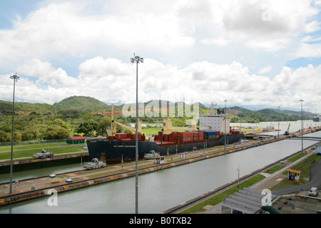 Panama Canal Miraflores Locks visitor center and buildings Stock Photo