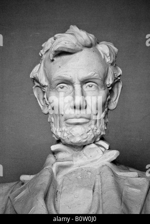 High contrast grainy monochrome graphic study of Lincoln Memorial statue of President Lincoln Stock Photo