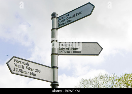 Signpost Riverside Gardens Armoy Antrim Northern Ireland Stock Photo