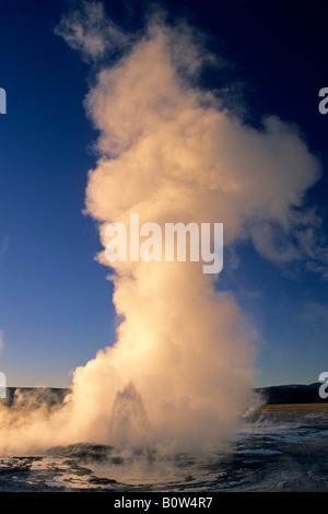 Fountain Geyser at sunset Fountain Paint Pot area Yellowstone National Park Wyoming Stock Photo