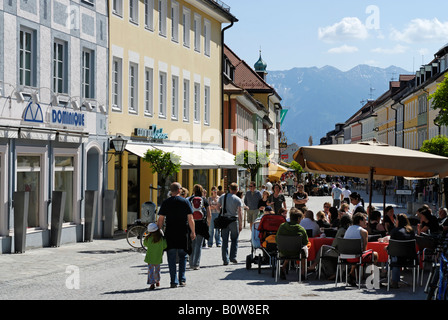 Untermarkt or Lower Market in Murnau, Upper Bavaria, Germany, Europe Stock Photo