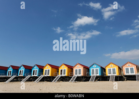 Colourful beach changing cabins, Vlissingen, Walcheren, Zeeland, Netherlands Stock Photo