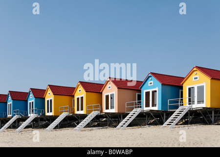 Colourful beach changing cabins, Vlissingen, Walcheren, Zeeland, Netherlands Stock Photo