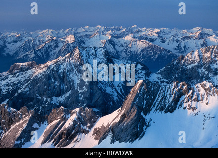 View from the summit of Mt. Zugspitze, Wetterstein Range, Bavaria, Germany, Europe Stock Photo