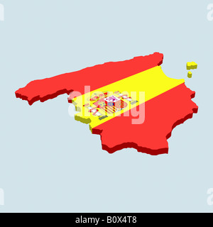 The Spanish flag in the shape of Spain Stock Photo