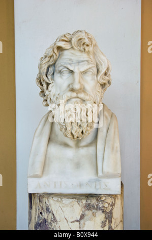 Bust of a Greek Philosopher. The Collonade of the Muses. Achilleion, Corfu, Greece. Stock Photo