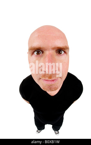 bald headed man looking into the camera Stock Photo