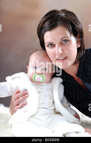 mother with six-month-old daughter Stock Photo