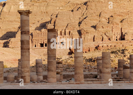 Royal Tombs in front of al Khubtha mountain, columns of the Great ...
