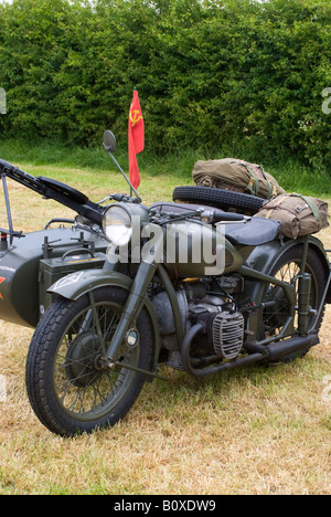Russian Built Imz-Ural M-72 Motorcycle and Sidecar Combination at Smallwood Vintage Rally Cheshire England United Kingdom Stock Photo