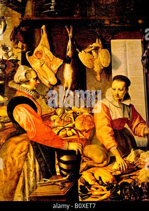 Kitchen interior 17th century Netherlands Holland Dutch Stock Photo