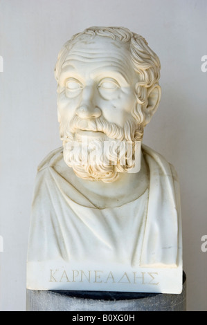 Bust of a Greek Philosopher. The Collonade of the Muses. Achilleion, Corfu, Greece. Stock Photo