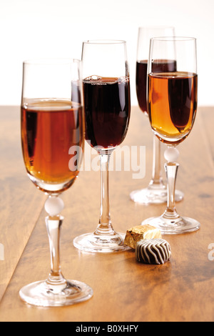 Glasses of sherry and port wine Stock Photo