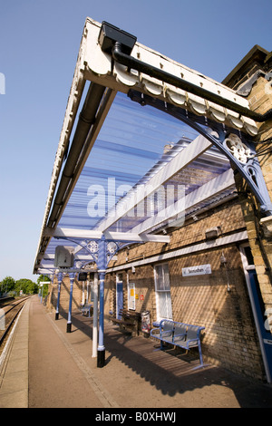 UK England Suffolk Saxmundham railway station platform Stock Photo