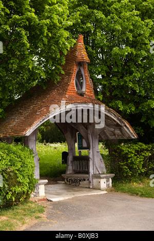 UK England Suffolk Kelsale Church of St Peter and Mary unique curved lych gate Stock Photo