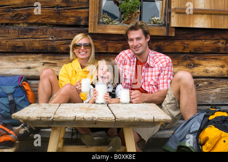 Austria, Salzburger Land, Family drinking milk Stock Photo