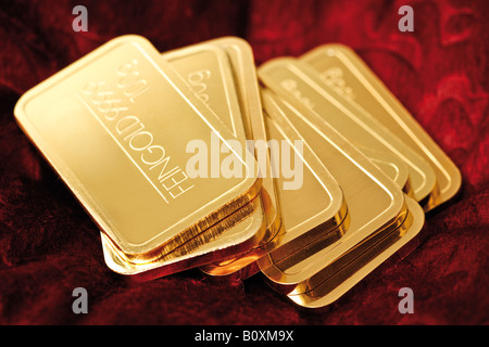 Gold bars, close-up Stock Photo
