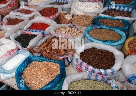 spices in Chengdu market, China, Sichuan Stock Photo