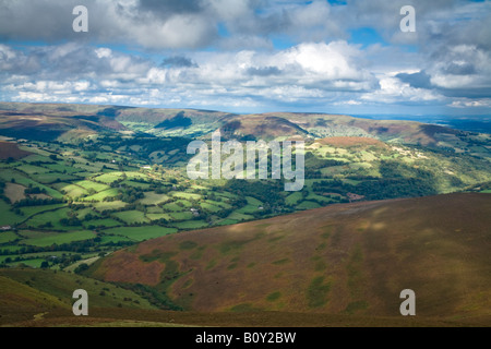 View from the top of Sugar Loaf in the Brecon Beacons Wales Stock Photo