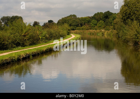 Reflections in the Trent and Mersey Canal. Stock Photo