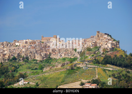 Hilltop village, Enna, Enna Province, Sicily, Italy Stock Photo