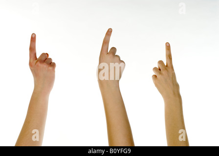 Fingers pointing upwards Stock Photo