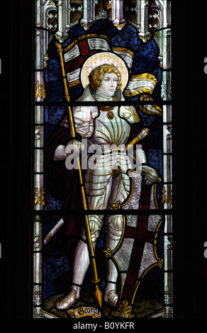 St George Stained Glass Window Saint Nicolas Church Great Bookham Surrey Stock Photo