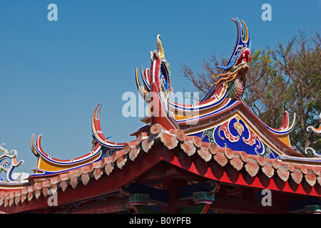 Rooftop of Taiwnaese temple Stock Photo