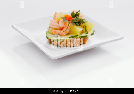 Sandwich with shrimps and pineapple Stock Photo