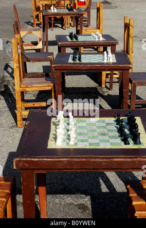 Chess tables in the Plaza de la Revolucion Havana Stock Photo