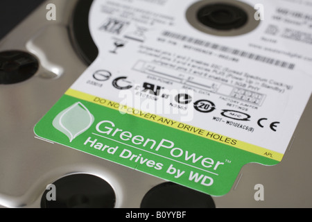 Eco friendly computing - computer hard drive with considerably reduced power consumption by manufacturer Western Digital Stock Photo