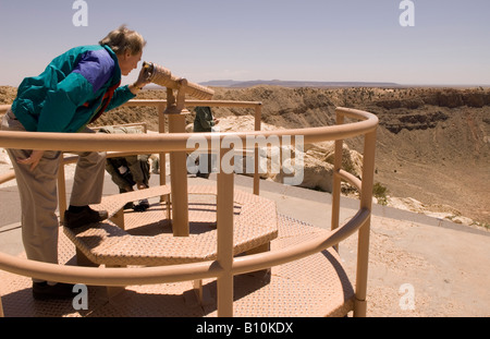 Caucasian Man (50-60) Views Meteor Crater Arizona USA Stock Photo
