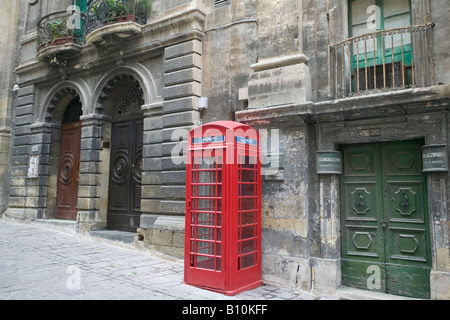 British Heritage in Malta - Red Telephone Booth, Valletta Stock Photo