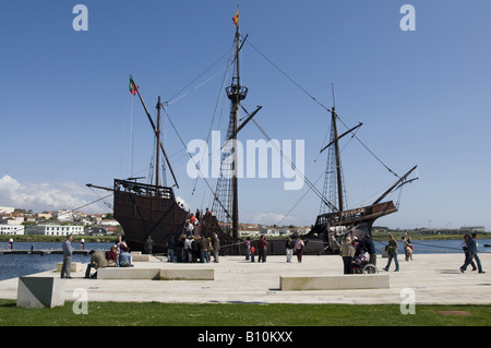 Replica of an old ship used in the discoveries, Vila do Conde, Portugal Stock Photo
