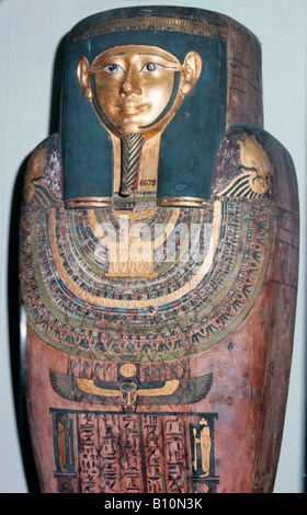Egyptian Mummy case with hieroglyphics. Egypt Stock Photo