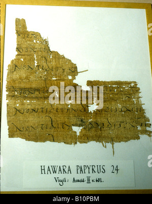 Hawara Papyrus. 1st cent AD. with lines from Virgils Aeneid Stock Photo