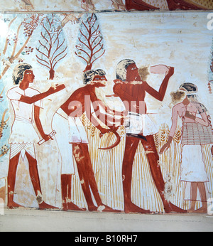 Tomb of Menna. Thebes, Valley of the Nobles. 18th Dynasty. Harvesting. Egypt Stock Photo