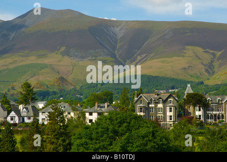 Houses and hotels in Keswick, Cumbria, Lake District National Park, England UK (Skiddaw is the mountain in the background) Stock Photo