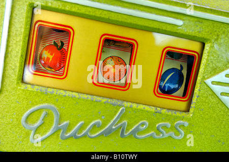 Detail of vintage fruit machine window Stock Photo