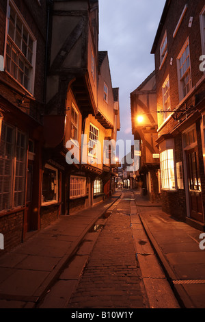 The medieval narrow street of the Shambles and Little Shambles York North Yorkshire England UK Stock Photo