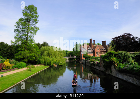 Tourists Punting along The Backs Cambridge England UK