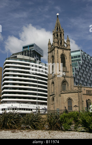 City of Liverpool, England. Parish Church of Liverpool, the Church of Our Lady and Saint Nicholas near Pier head. Stock Photo