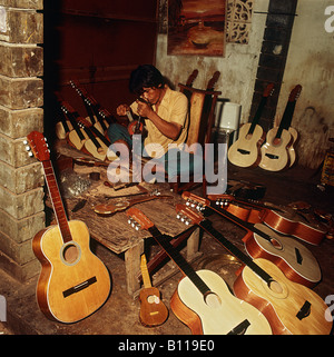 The Philippines. Guitar making is on Cebu island where there is a shortage of labour to make them.A good guitar takes two months Stock Photo