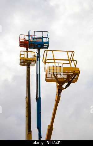 Upright Elevated SL30N Lifting Platforms  Cherry Pickers for Hire Stock Photo