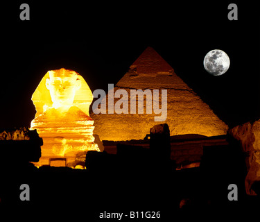 SON ET LUMIERE GREAT PYRAMID SPHINX RUINS GIZA CAIRO EGYPT Stock Photo