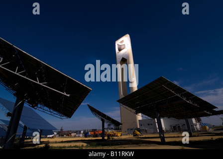 The PS10 is the world's first commercial solar tower power plant. Stock Photo