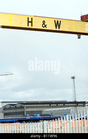 6th April 2008 The Harland and Wolf shipyard cranes Belfast Krupps crane Stock Photo